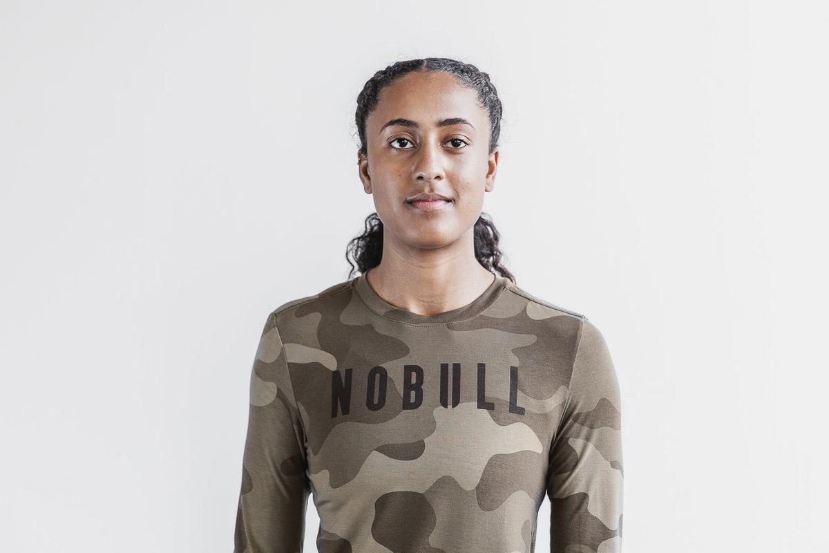 Nobull Women's Long Sleeves Dark Camo | Australia (AL9125)